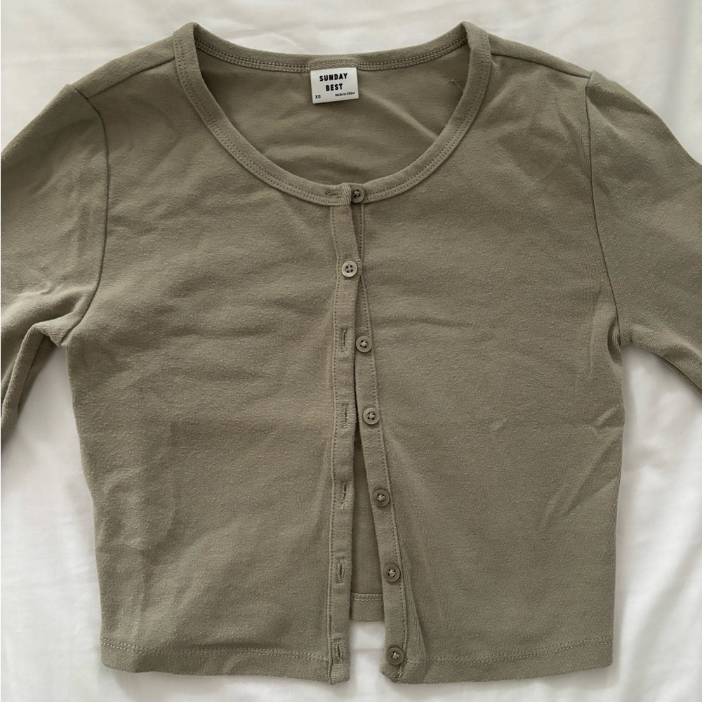 Aritzia sage button cardigan top